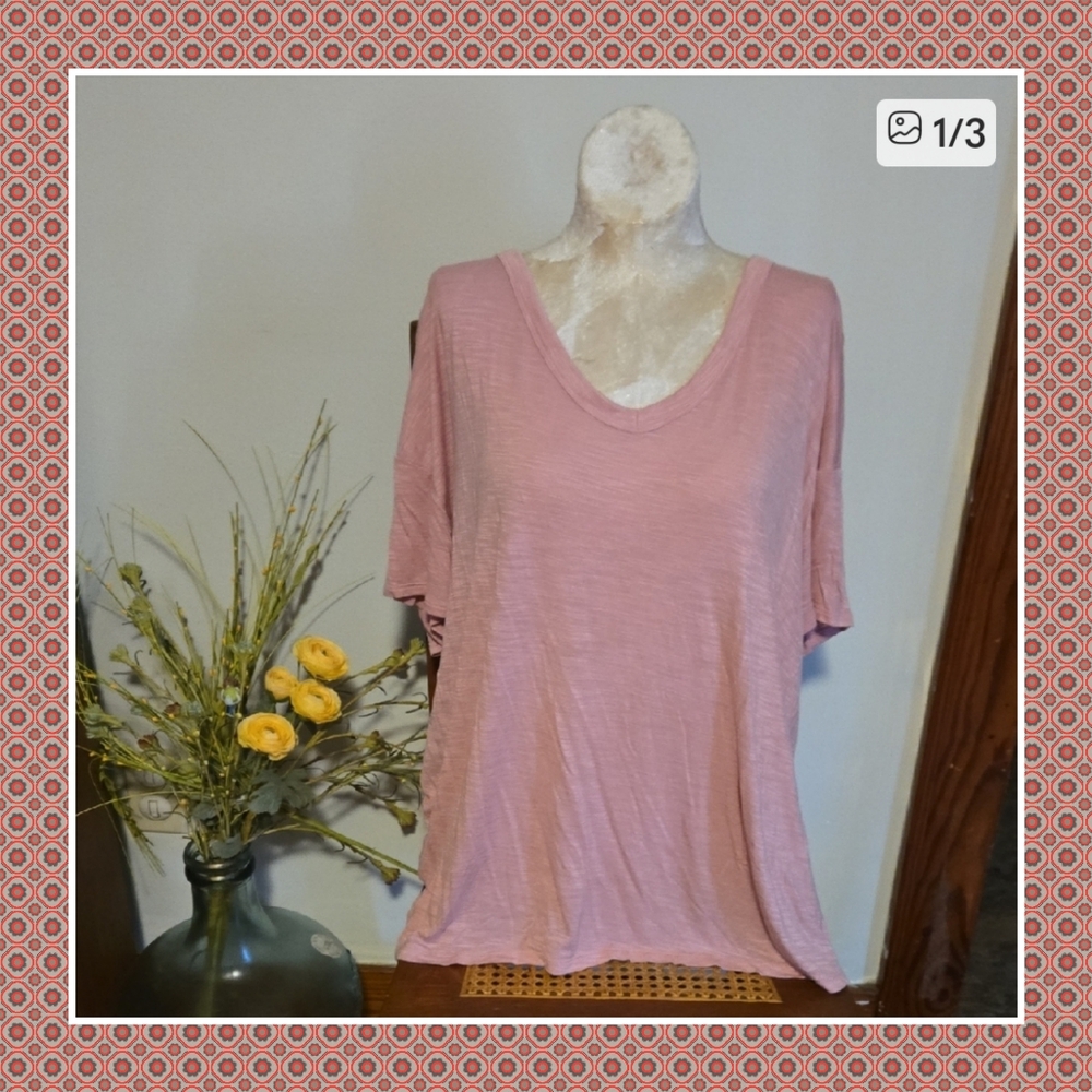 Time and Tru  Pink Short Sleeve Top Size Xl